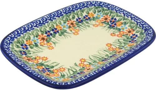 Vista 28 de Auténtico plato de cerámica polaca de 10 pulgadas en diseño amarillo hecho a mano en Bolesławiec Polonia por Ceramika Bona + certificado