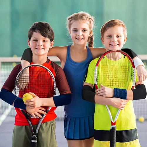 Vista 5 de Lenwen 4 Pares de Coderas de Codo para Niños, Manga de Compresión de Brazo, Manga de Protección de Codo Tejida para Gimnasio, Protectores para Niños