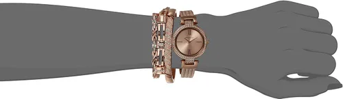 Vista 4 de Anne Klein Juego de reloj y pulsera con detalles de cristal premium para mujer, AK3584