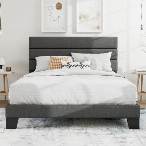 Vista 12 de SHA CERLIN Marco de Cama de Plataforma Twin con Cabecera de Tela Tapizada, Base de Colchón con Fuerte Soporte de Listones de Madera, No Necesita