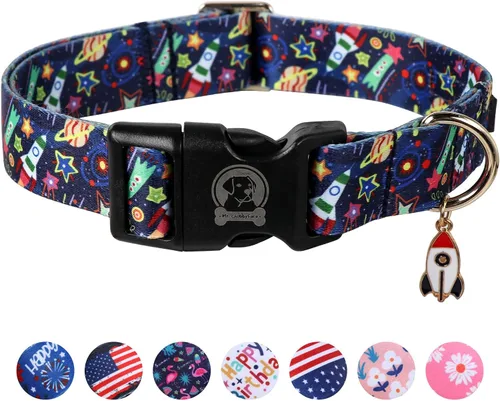 Vista 13 de MR. CHUBBYFACE - Collar de cumpleaños para perro con patrones, suave, ajustable, para perros pequeños, medianos y grandes