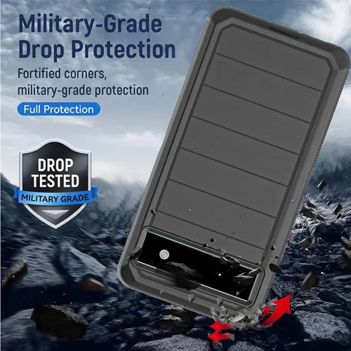 Vista 3 de YmhxcY Funda para Pixel 6A (sin protector de pantalla) con funda duradera de 3 capas a prueba de caídas, protección contra caídas, funda de goma