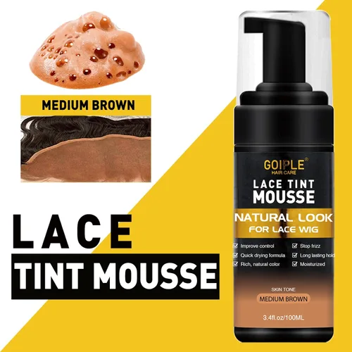 Vista 3 de Mousse de cabello de encaje para pelucas, tupés y extensiones para el cabello de mujer, 3.4 onzas líquidas, tinte de espuma de color de acabado