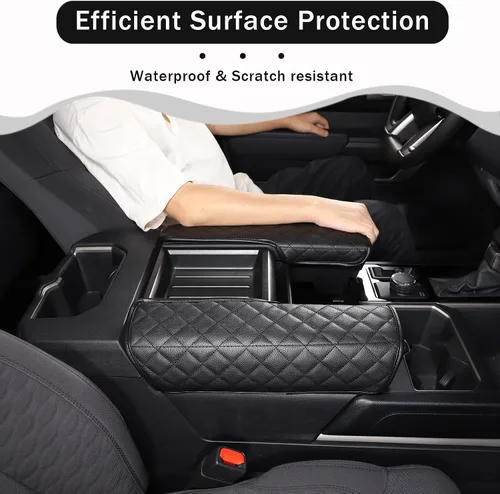 Vista 3 de 2 fundas para reposabrazos de consola central para Toyot@Tundra 2022-2025 /Sequoia 2023-2025, accesorios de cuero, protector de cojín para Negro