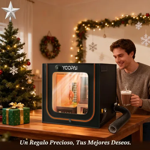 Vista 6 de Caja grande de resina para impresora 3D con kit de ventilación, luz LED, impresión 3D, cubierta ventilada para tienda de campaña, elimina olores, a