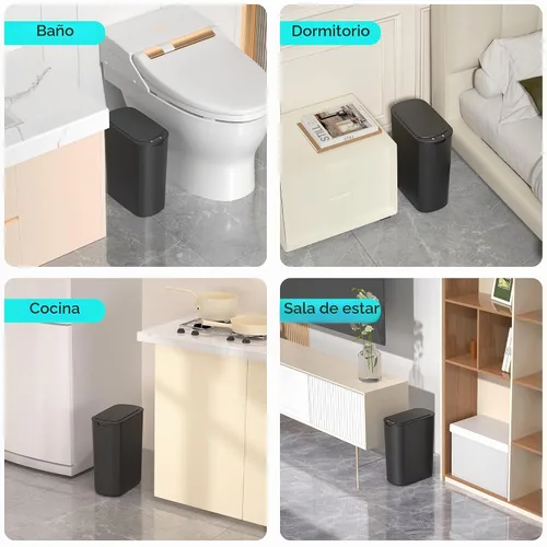Vista 8 de Botes de Basura de 5 Galones con Sensor de Movimiento para Baño, Botes de Basura Automáticos con Tapa, sin Contacto, Inteligentes, Delgados