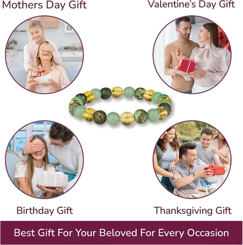 Vista 97 de Crystal Vibe Pulseras de cuentas de 0.315 in para mujeres y hombres, pulseras de cristal con piedras preciosas naturales, tamaño elástico ajustable