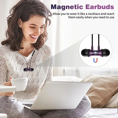 Vista 3 de COOYA - Auriculares USB C, auriculares con cable para iPhone 17, 16, 15 Pro Max, color morado Magnetic Bass Noise Canceling Type C In-Ear Púrpura