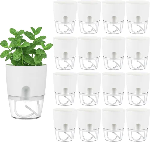 Vista 28 de Macetas de riego automático para plantas de interior, macetas para exteriores, paquete de 3 macetas de riego automático de 6 pulgadas, macetas