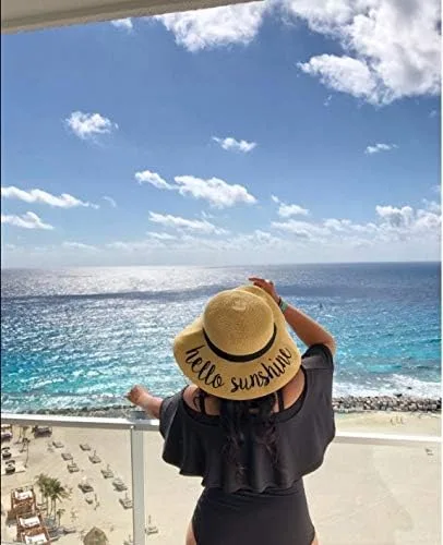Vista 9 de Funky Junque Sombrero de sol para mujer con refranes bordados