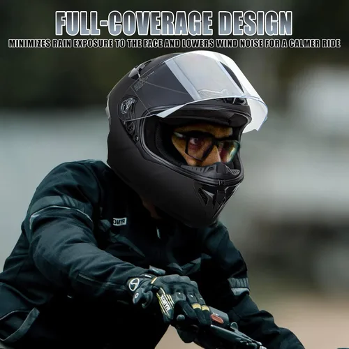 Vista 7 de Cartman Full Face Motorcycle Helmet, Comfortable Motocross Off Road Street Bike Helmet Unisex Adult DOT Approved, Lightweight, Aerodynamic, Matte