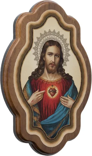 Vista 2 de Intercession Arte de pared enmarcado del Sagrado Corazón de Jesús y la Virgen María, juego de 2 piezas
