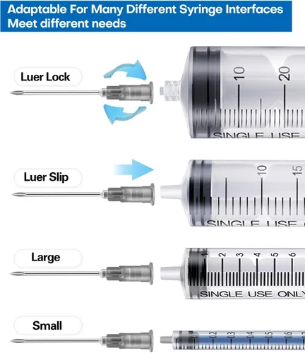 Vista 6 de 100 piezas agujas desechables 22G de 1 pulgada, Luer Lock paquete individual de accesorios de herramientas de laboratorio para rellenar líquidos