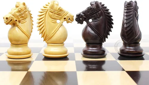 Vista 5 de Casa De Ajedrez – Palisandro/boxwood piezas de ajedrez Staunton de Río 4.0" (102 mm) – 2 Extra Queens – Triple ponderado