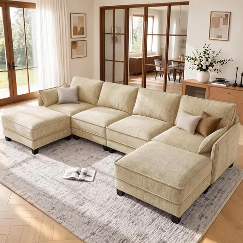 Vista 12 de Sofá modular en forma de U, sofá de nube de 116" para sala de estar Gris-oscuro