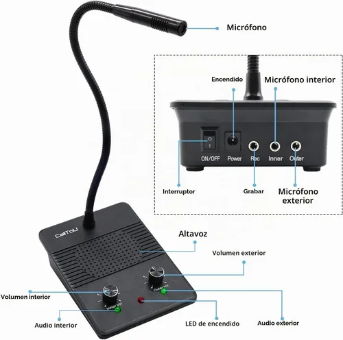 Vista 4 de CallToU Sistema de intercomunicación de altavoz de ventana para escritorio
