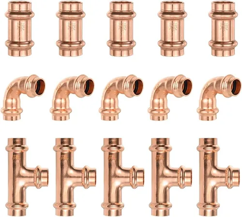 Vista 2 de Copper Pro - Juego de 15 accesorios de prensa de cobre para fontanería resistentes de 1/2 pulgada