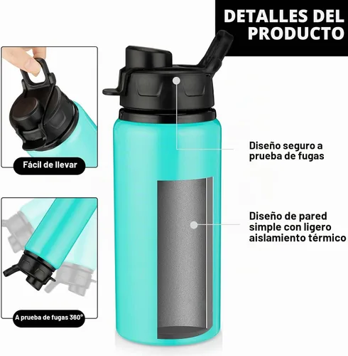 Vista 3 de Shellwei 10 botellas de agua de aluminio de 17 onzas reutilizables con tapas a presión, botella de agua de metal, ligera, portátil, botella de agua