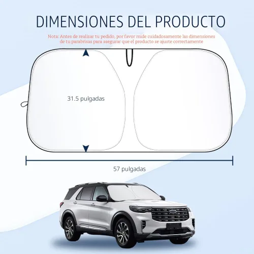 Vista 2 de Parasol de vidrio grueso 300T para automóvil, viene con bolsa de almacenamiento, mantiene el interior del automóvil fresco, parasol universal