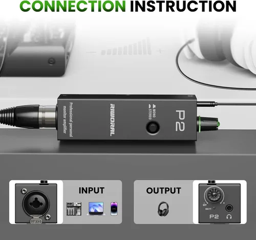 Vista 2 de battey amplificador personal portátil amplificador de auriculares analógico estéreo auriculares amplificador de control de volumen amplificador