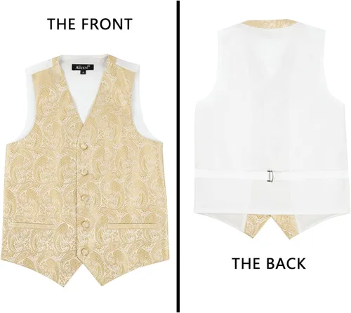 Vista 35 de Alizeal Conjunto de 2 piezas de corbata de lazo preatada de jacquard de cachemira con estampado floral clásico para niños