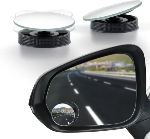 Vista 11 de LivTee Espejo de punto ciego para vehículo, con forma de ventilador asimétrico, vidrio HD sin marco, espejo retrovisor convexo con gran ángulo En