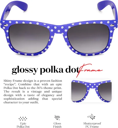 Vista 3 de Retro Rewind Gafas de sol vintage de lunares para mujer UV400
