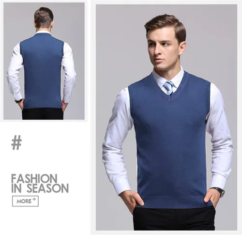 Vista 39 de Amussiar Suéter casual para hombre, chaleco con cuello en V, ajustado, sin mangas, suéter de punto