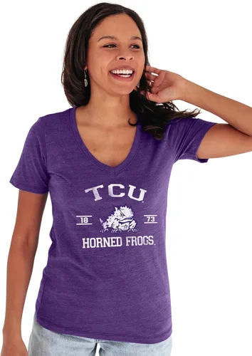 Vista 17 de Blue 84 NCAA Camiseta de mujer de tres combinaciones con mascota