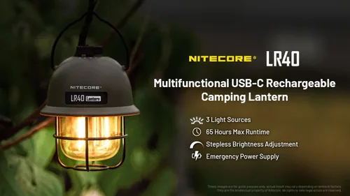 Vista 3 de NITECORE LR40 Multifunct Al Linterna Recargable Camping 100 Lúmenes w/Eco-Sensa USB C Cable De Carga - Blanco