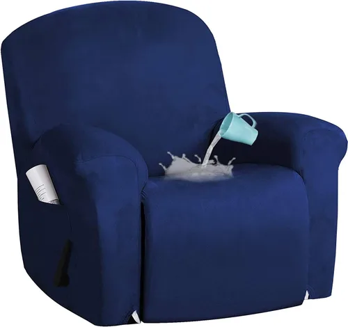 Vista 17 de Fundas impermeables de terciopelo para sofá reclinable, 8 fundas elásticas para sofá reclinable de 1, 2 y 3 plazas, funda suave antideslizante