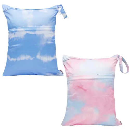 Vista 14 de Bolsa húmeda, paquete de 2 bolsas de pañales de tela seca húmeda para bebé, bolsa multifuncional, impermeable, lavable, reutilizable para viajes