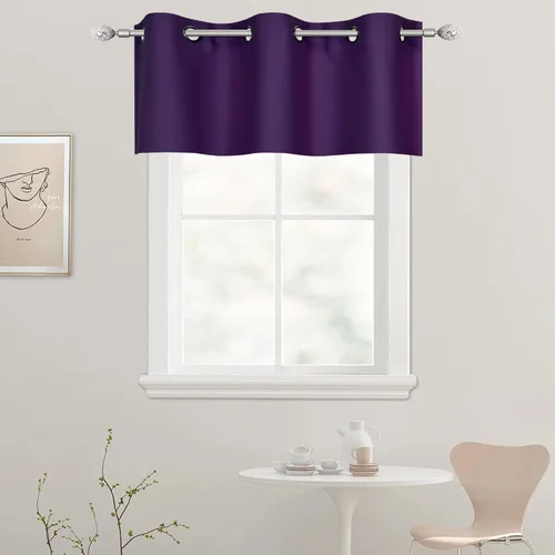 Vista 32 de DECOVSUN Cenefa de cortina opaca amarilla brillante para ventanas de cocina, cenefa opaca con ojales para dormitorio, cenefa corta y recta para sala
