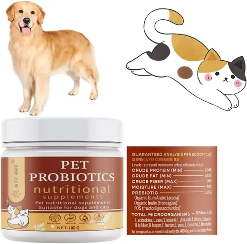 Vista 2 de Polvo probiótico para perros y gatos. Probióticos para la salud digestiva, apoyo inmunológico, diarrea, gases, picazón y alergias estacionales. Con