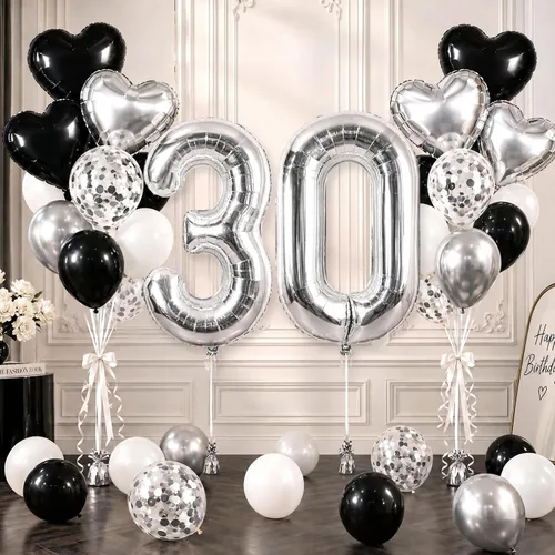 Vista 209 de TONIFUL Globo de aluminio negro de 40 pulgadas con el número 0, decoraciones de cumpleaños negro (Bk-black)
