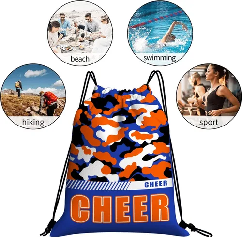 Vista 41 de Mochila con cordón impermeable para gimnasio, bolsas con cordón, bolsa de cuerda deportiva, mochila de camuflaje, Bolsas con cordón Cheer - Bolsas
