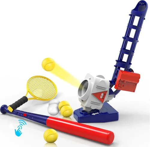 Vista 8 de iPlay, iLearn Juguetes de Máquina de Lanzamiento para Niños, Lanzador de Béisbol y Tenis RC 2 en 1, Bate de Lanzamiento Automático de Pelotas, Juego