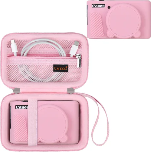 Vista 11 de Canboc Funda para Canon PowerShot SX740/SX730, funda rígida de transporte + funda protectora de silicona suave con cubierta extraíble para lentes