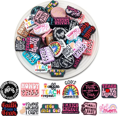 Vista 8 de Zeyune 40 cuentas focales de silicona para bolígrafos, cuentas de silicona coloridas para hacer llaveros, regalo de graduación, collares, pulseras