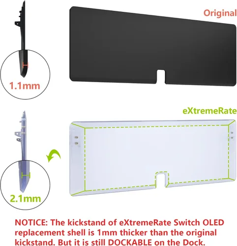 Vista 33 de eXtremeRate DIY Full Set Shell for Nintendo Switch OLED, Replacement Console Back Plate & Kickstand, Custom NS Controller Housing with Full Set