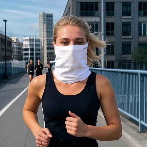 Vista 4 de PROUDDEMON Máscara facial UV UPF 50+ para mujeres y hombres – Polaina de protección solar de cara completa de seda de hielo, velo refrescante