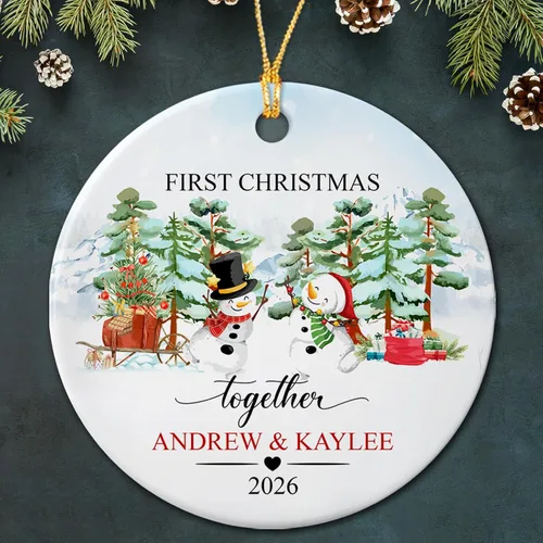 Vista 7 de Adorno de cerámica personalizado para parejas comprometidas, pájaros de Navidad 2025, adorno de cerámica de pájaros de compromiso, regalos