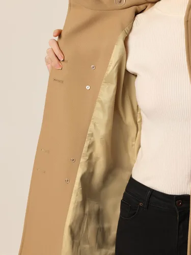 Vista 5 de Allegra K Abrigo de invierno con capucha y cuello alto para mujer