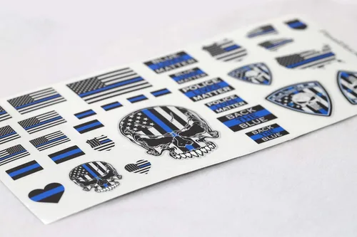 Vista 2 de Police Blue Line 1:10 Escala Pegatina Hoja Control Remoto R/C Carrocería Carrocería Volver La Etiqueta Gráfica Azul