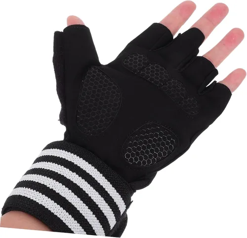 Vista 4 de Anti-Skid Half-Finger Workout Gloves for Men and Women Breathable Fitness Gloves with Sweat Absorption for Outdoor Cycling Weightlifting and Gym