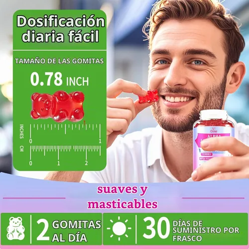 Vista 4 de Gomitas de ácido alfa lipoico de 1000 mg con vitamina B1, B12