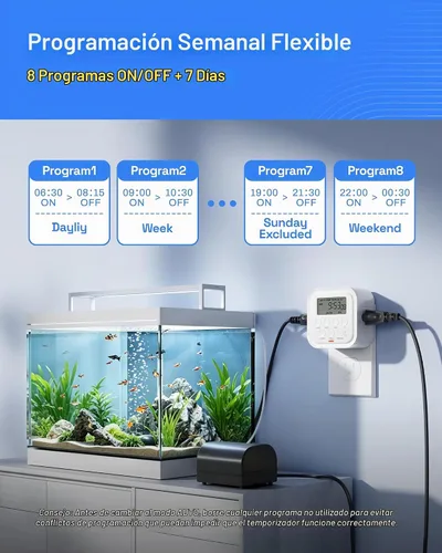 Vista 2 de HBN - Temporizador de salida para interiores, temporizadores de enchufe para lámparas de luz, temporizador digital