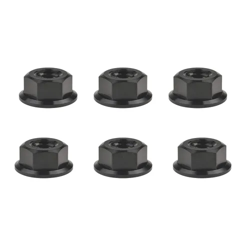 Vista 68 de Tuercas hexagonales Titanium DIN6923 (paso M5 0.03 in, negro) M5 M6 M8 M10 M12 M14 M16 para bicicletas, motocicletas, coches, paquete de 6