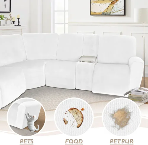 Vista 273 de Arfntevss Fundas de sofá seccional reclinable de terciopelo, Funda de sofá seccional de esquina para sofá reclinable, Funda elástica suave