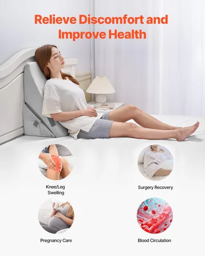 Vista 5 de VEVOR Almohada de cuña de cama para dormir, cuña ortopédica ajustable, relleno de espuma de alta densidad 25D y funda suave lavable, almohada